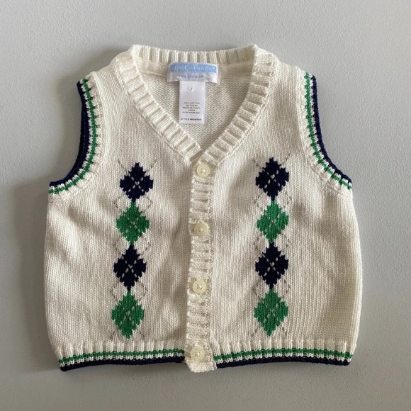 Janie & Jack Knit Argyle Vest - Picture 1 of 1
